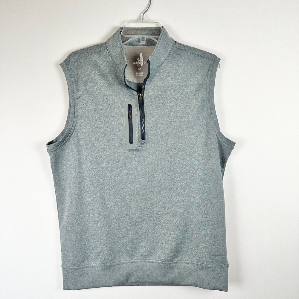 Johnnie-O Denny 1/4 Zip Performance Golf Vest Mens‎ M Gray Travel Sporty Casual